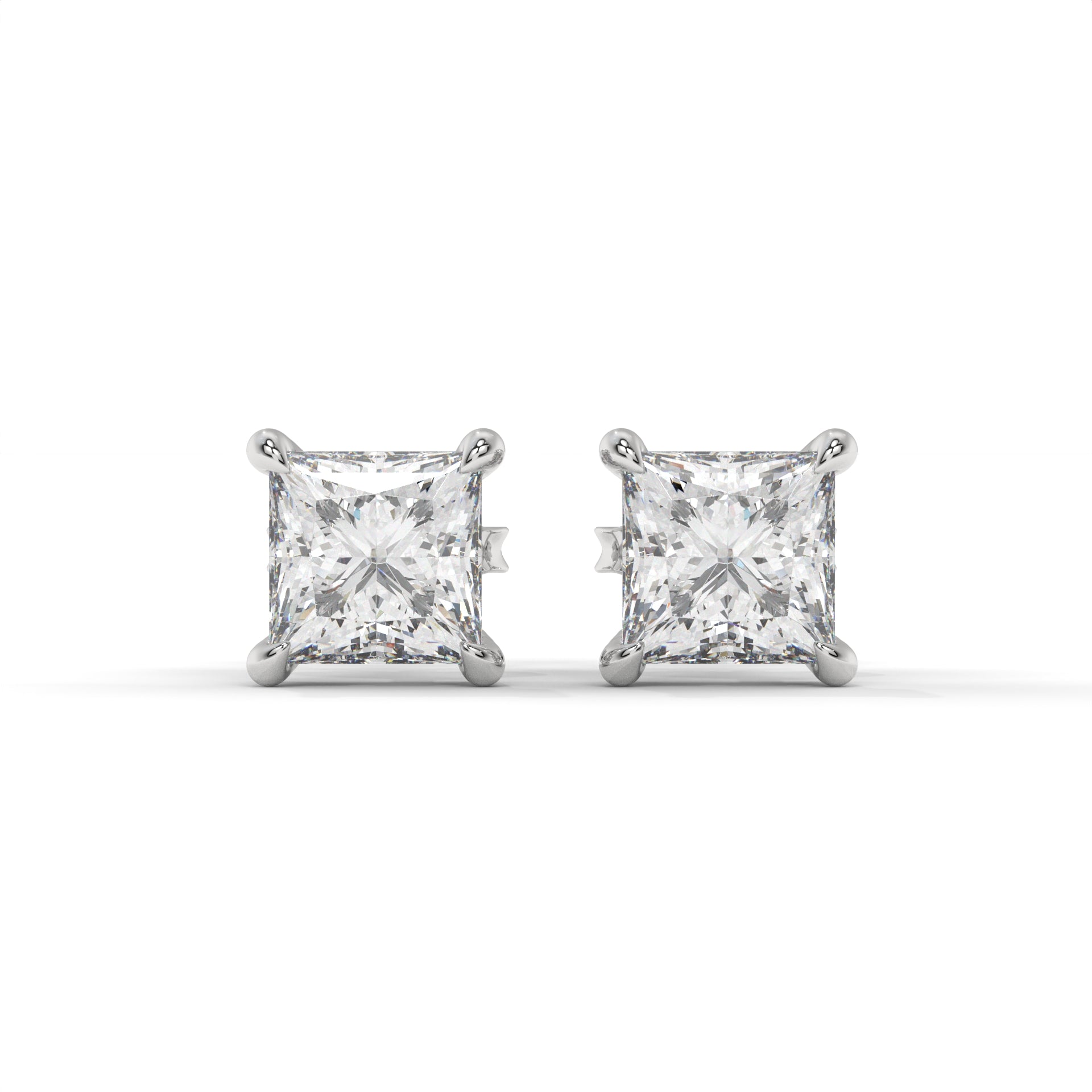 Edge Moissanite Solitaire Stud Earrings