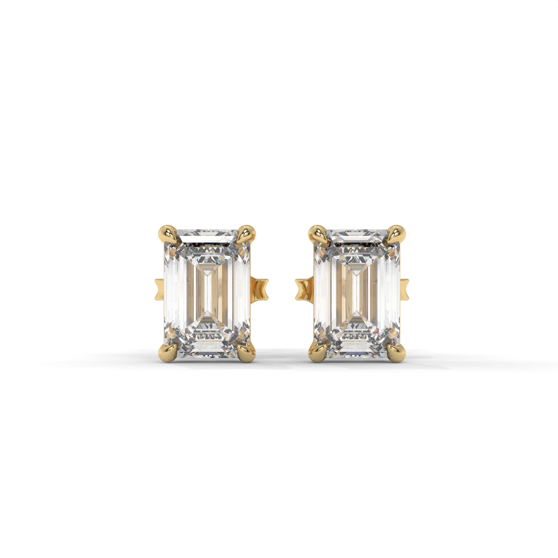 Emerald Moissanite Solitaire Stud Earrings