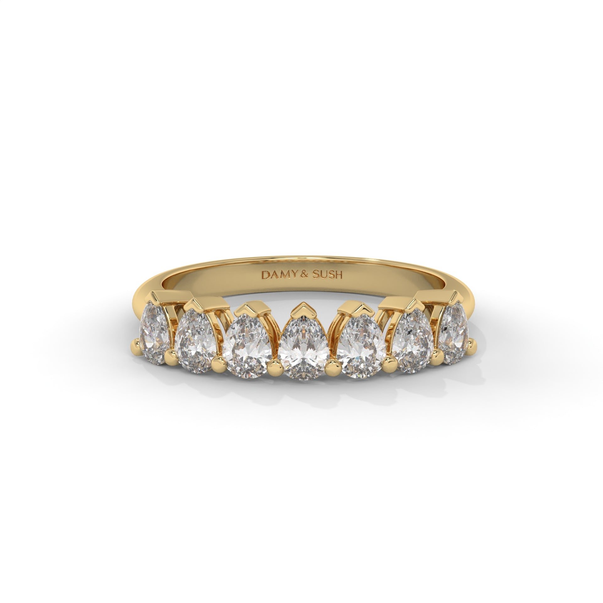Drop 7 stone Moissanite Ring Band