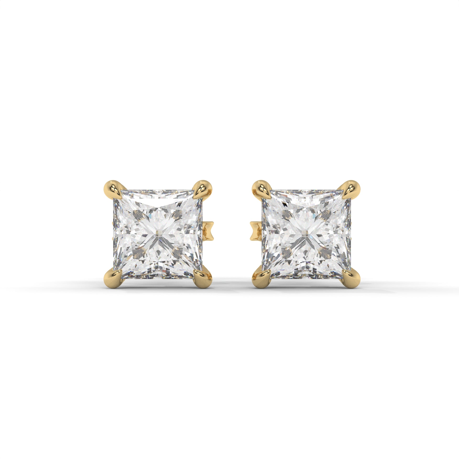 Edge Moissanite Solitaire Stud Earrings