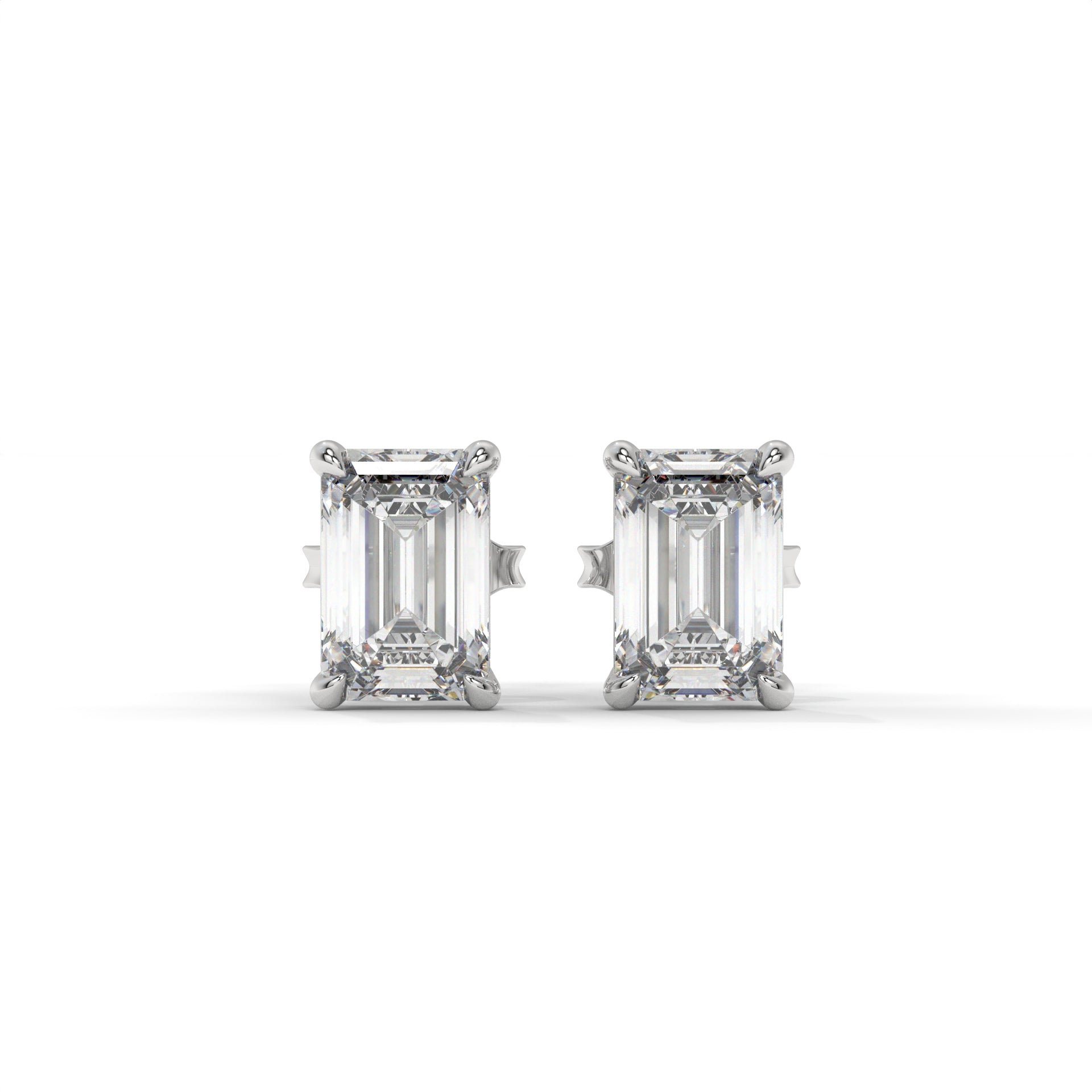 Emerald Moissanite Solitaire Stud Earrings