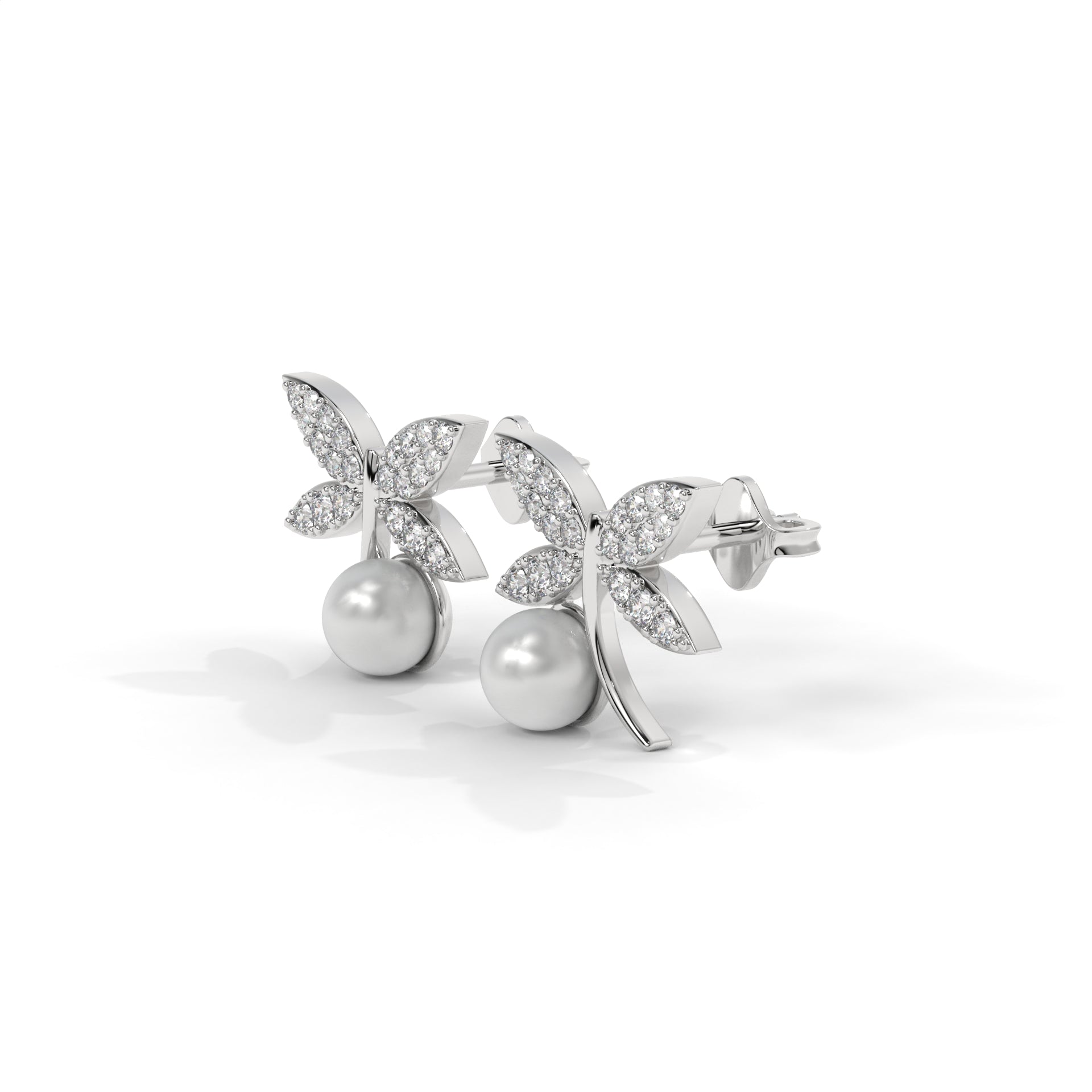 Aurelia Wing Pearl Stud Earrings
