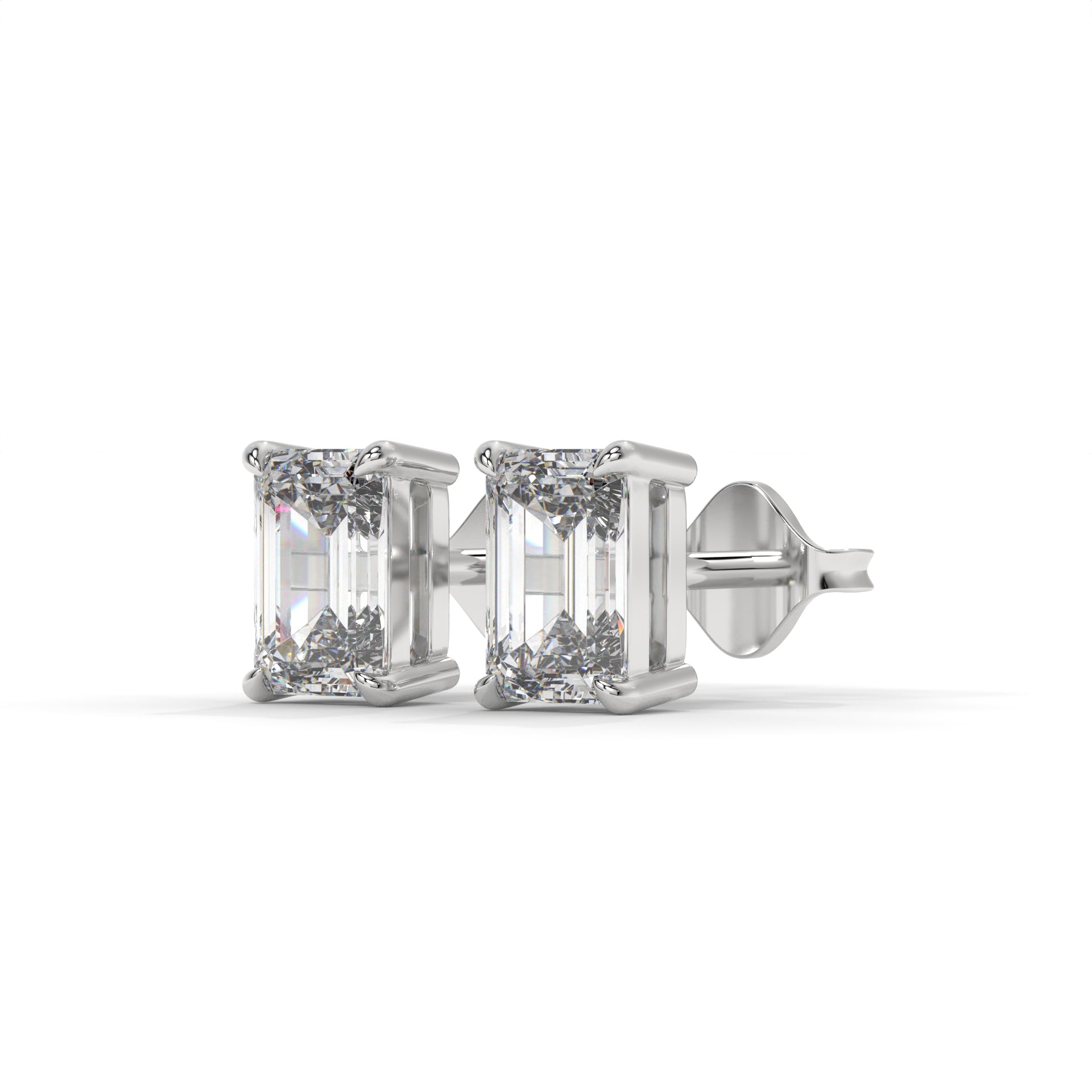 Emerald Moissanite Solitaire Stud Earrings