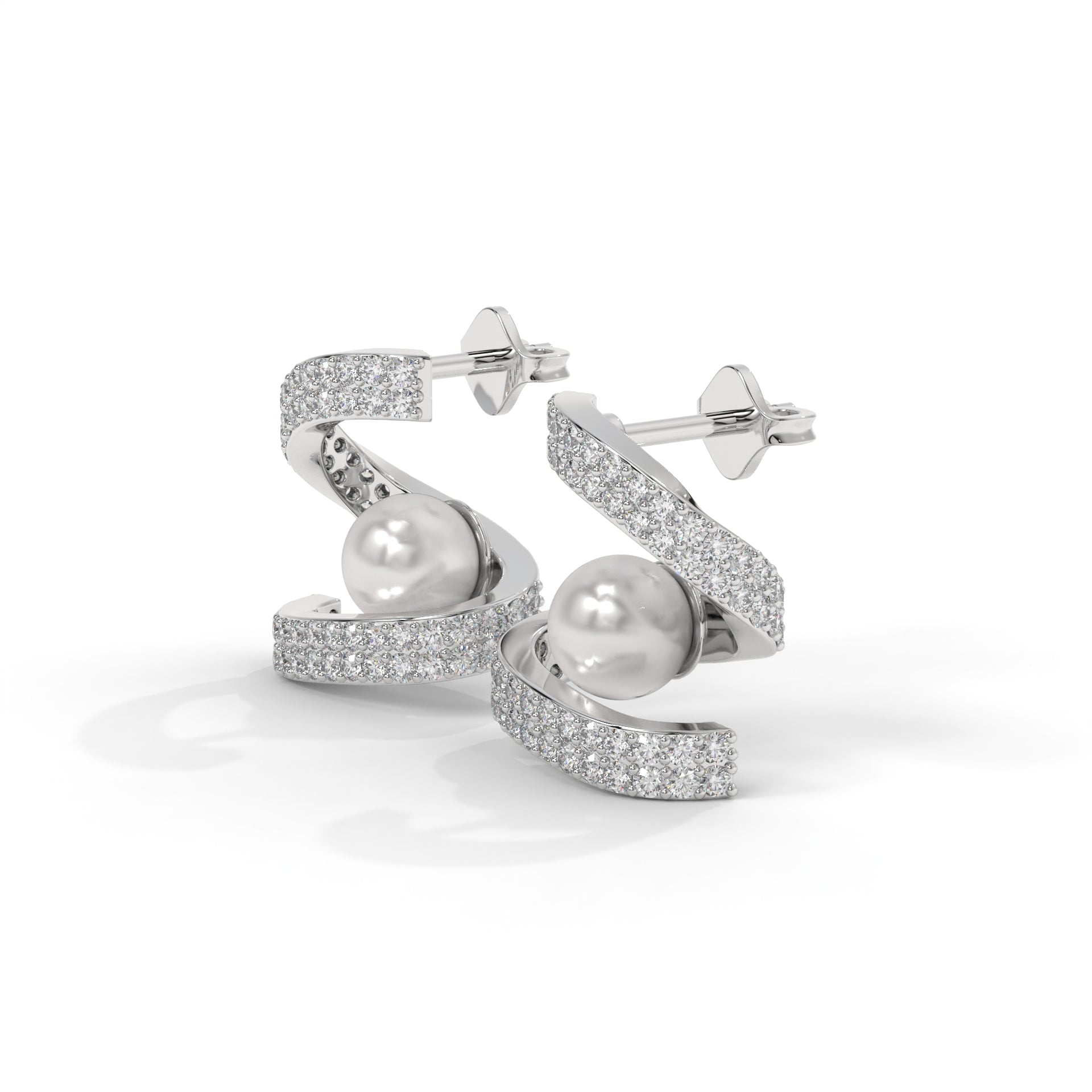 Aurelia Spiral Pearl Drop Earrings