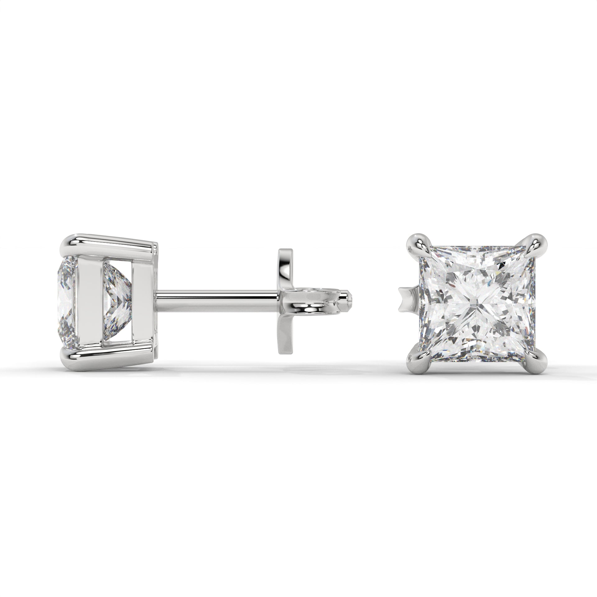 Edge Moissanite Solitaire Stud Earrings