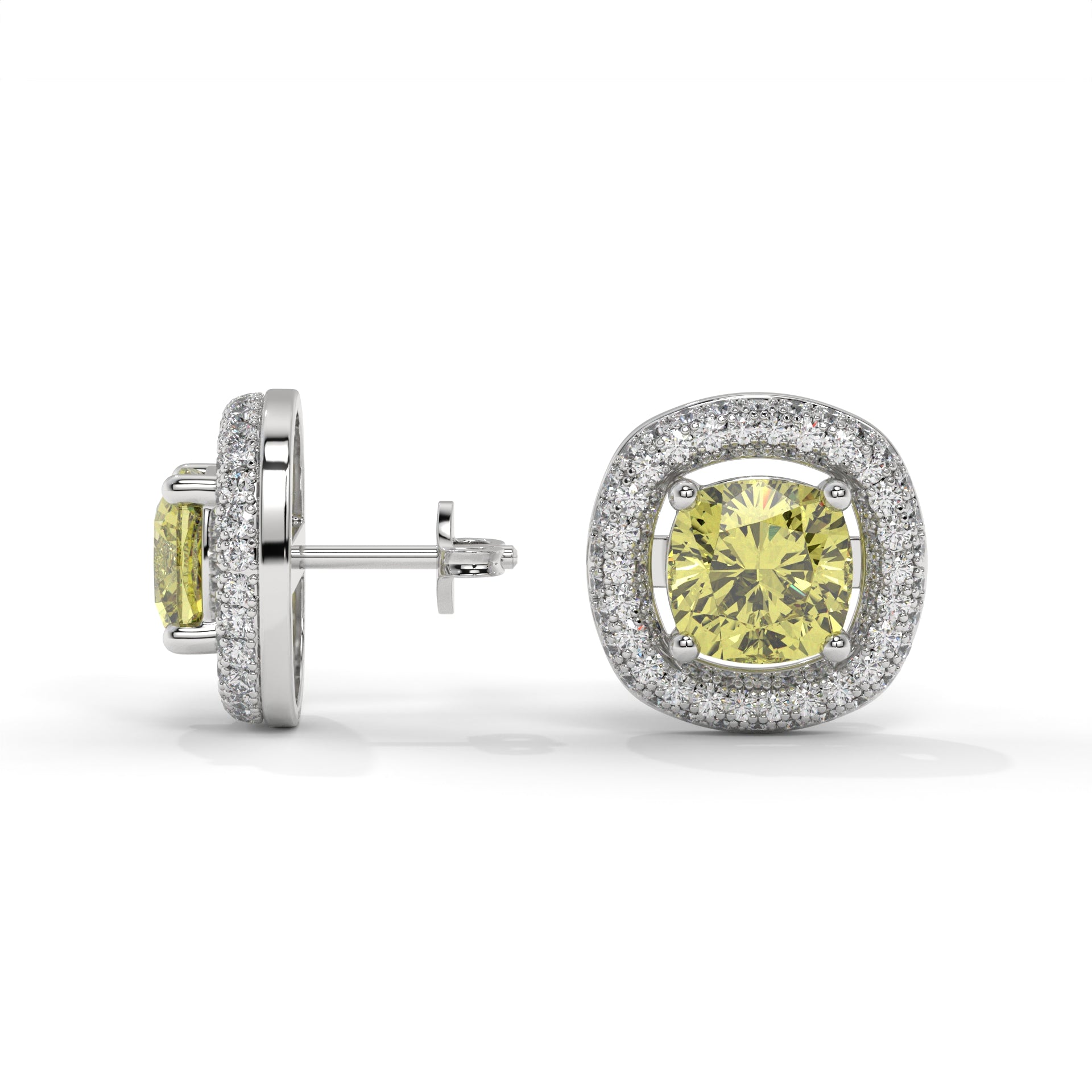 Solara Yellow Halo Stud Earrings