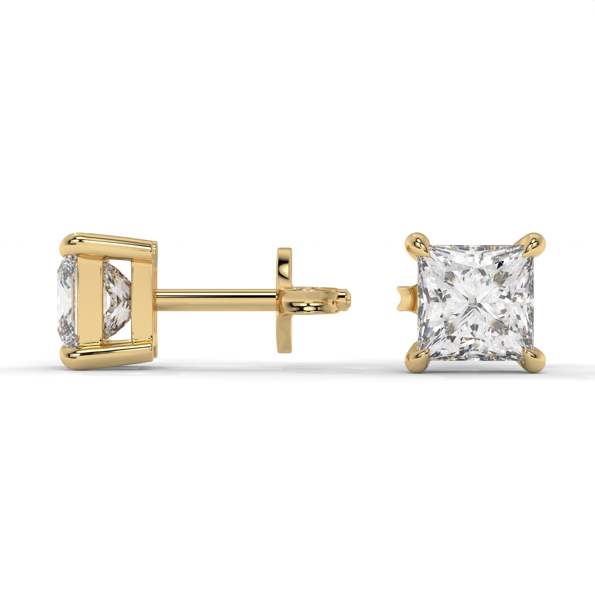 Edge Moissanite Solitaire Stud Earrings