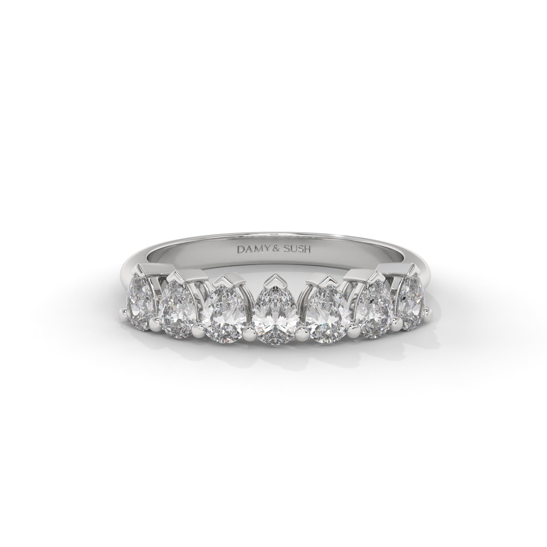 Drop 7 stone Moissanite Ring Band