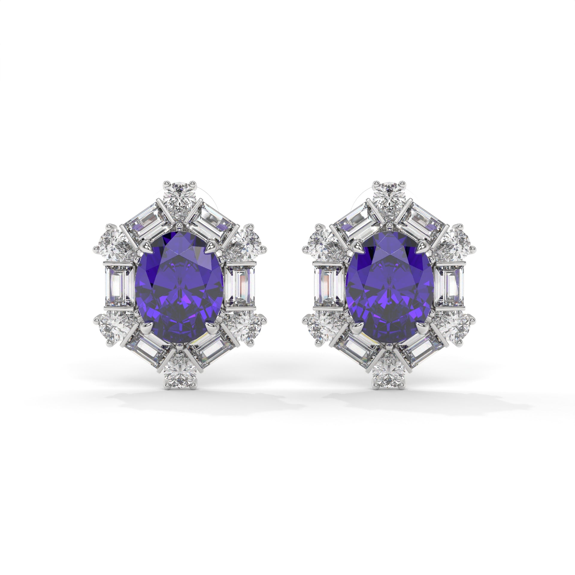 Celestia Amethyst Halo Stud Earrings