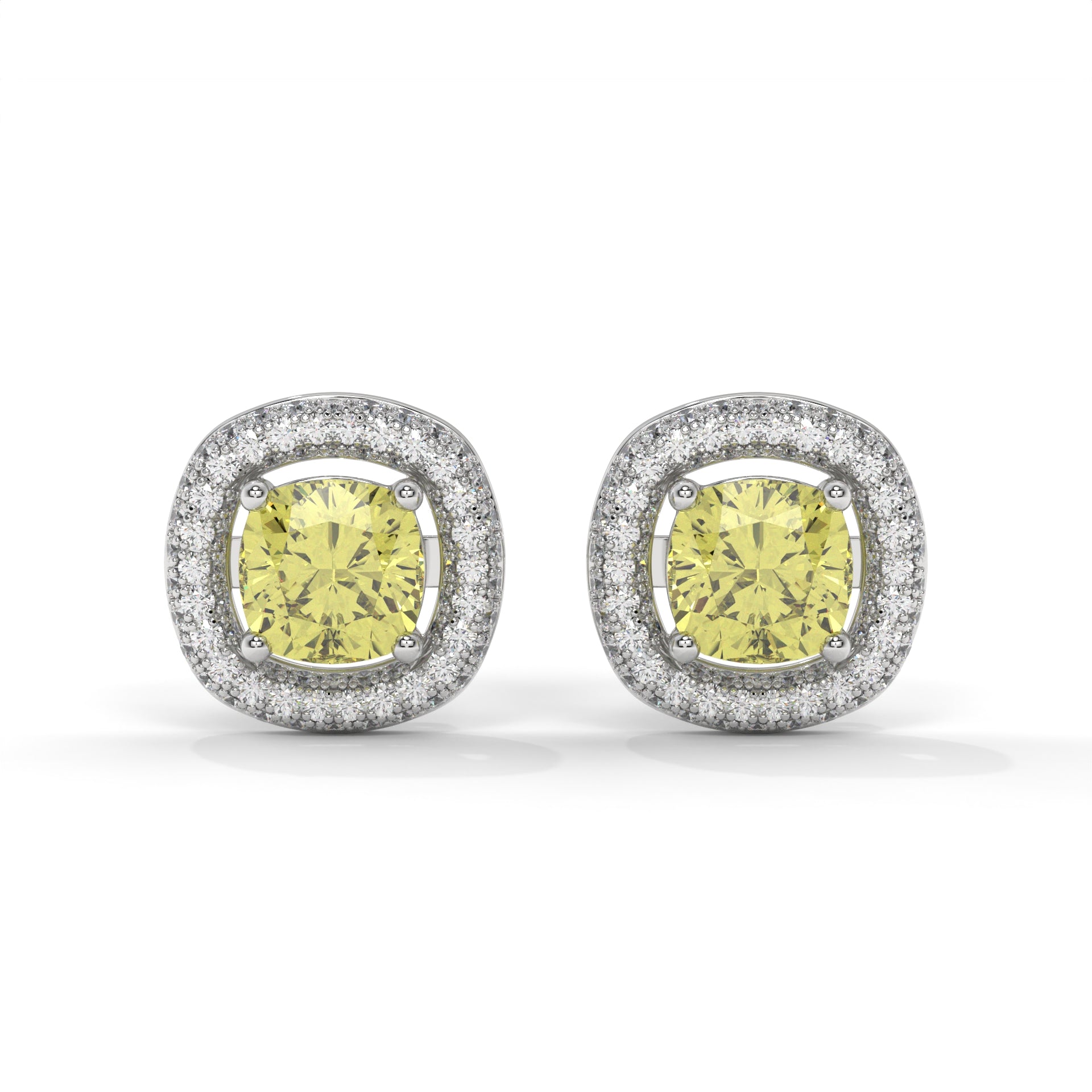 Solara Yellow Halo Stud Earrings