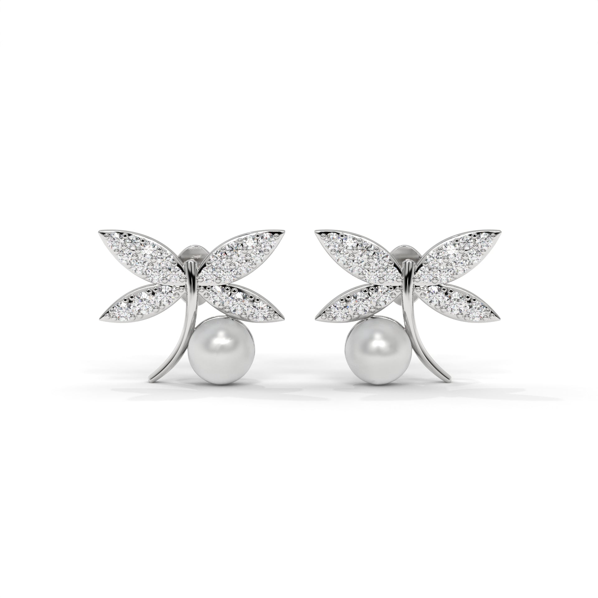 Aurelia Wing Pearl Stud Earrings