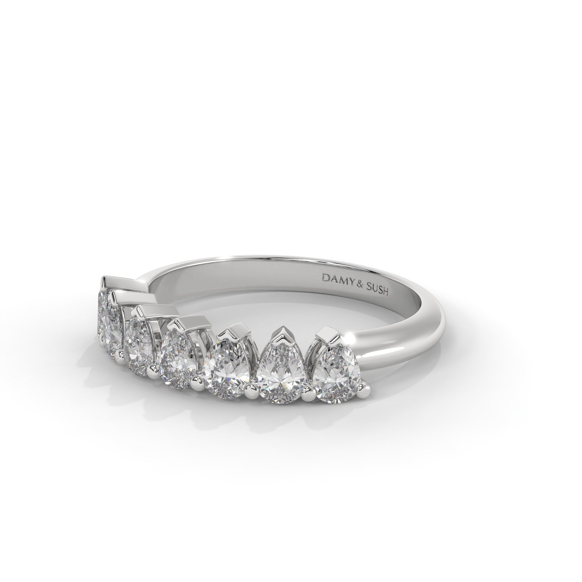 Drop 7 stone Moissanite Ring Band