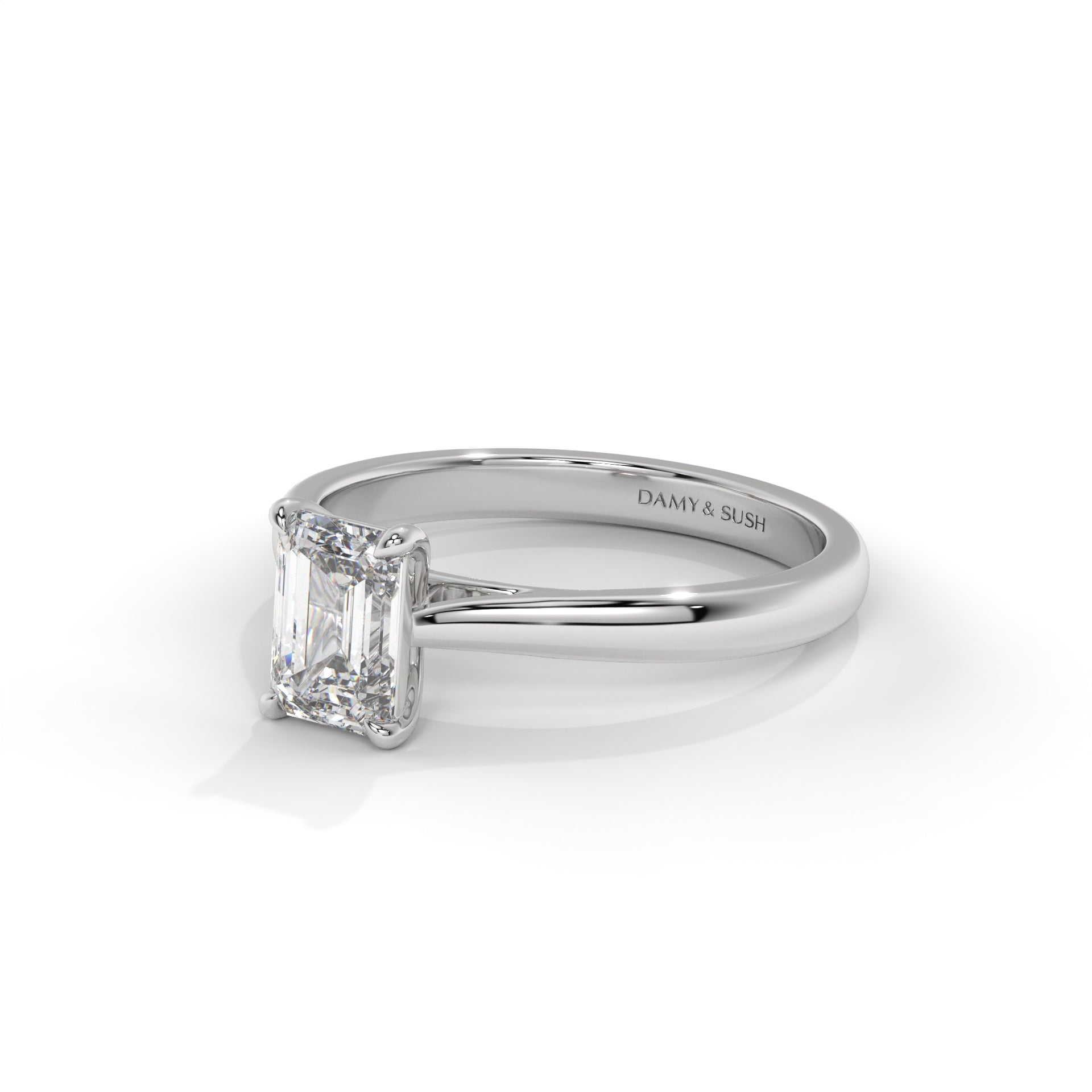 Emerald Moissanite Solitaire Ring