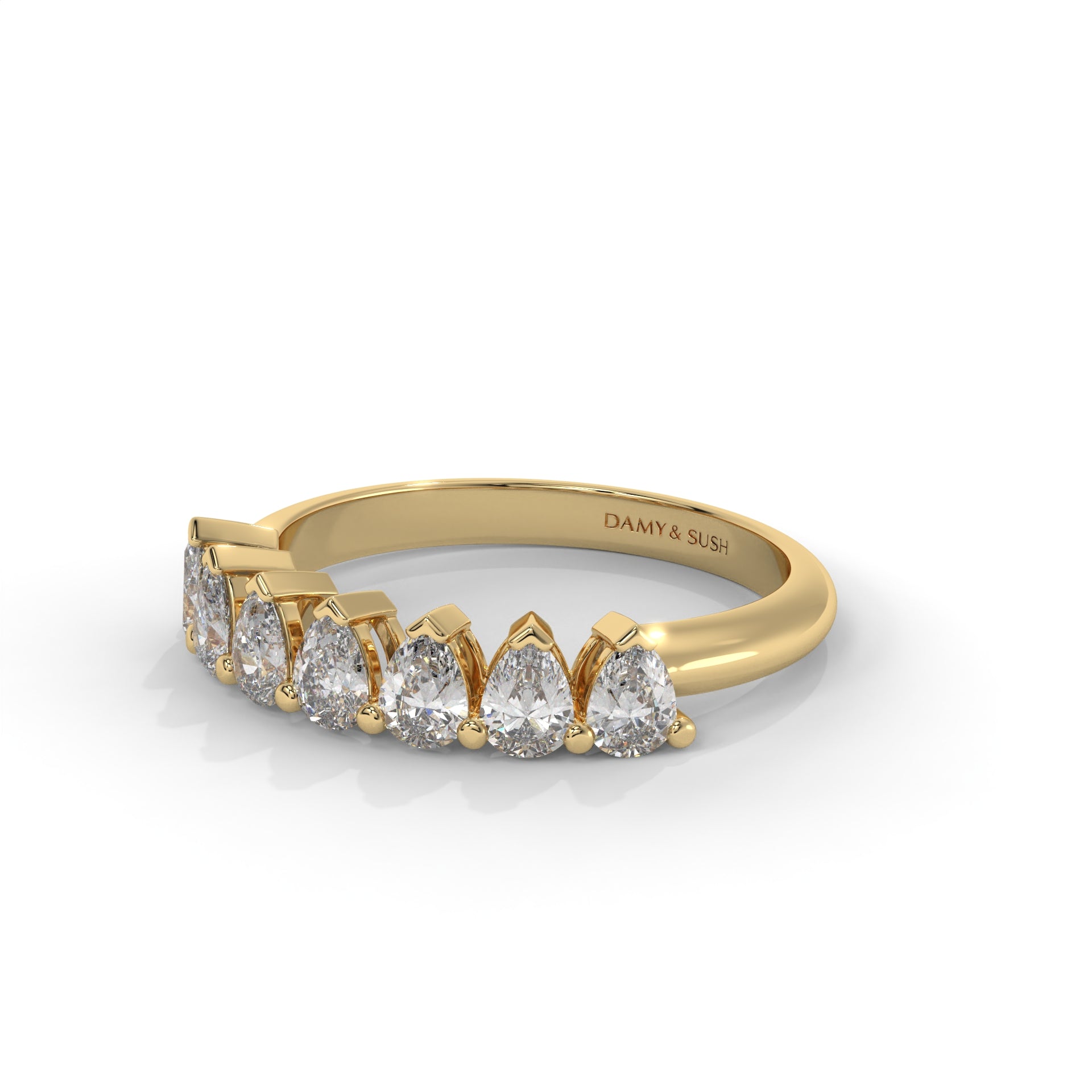 Drop 7 stone Moissanite Ring Band