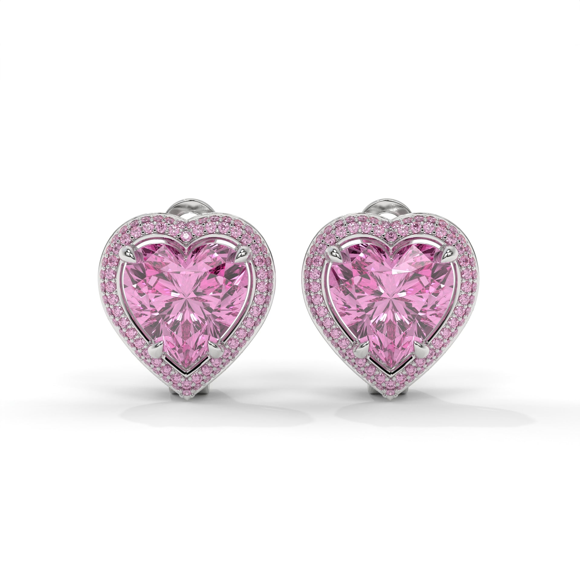 Roselle Heart Halo Stud Earrings