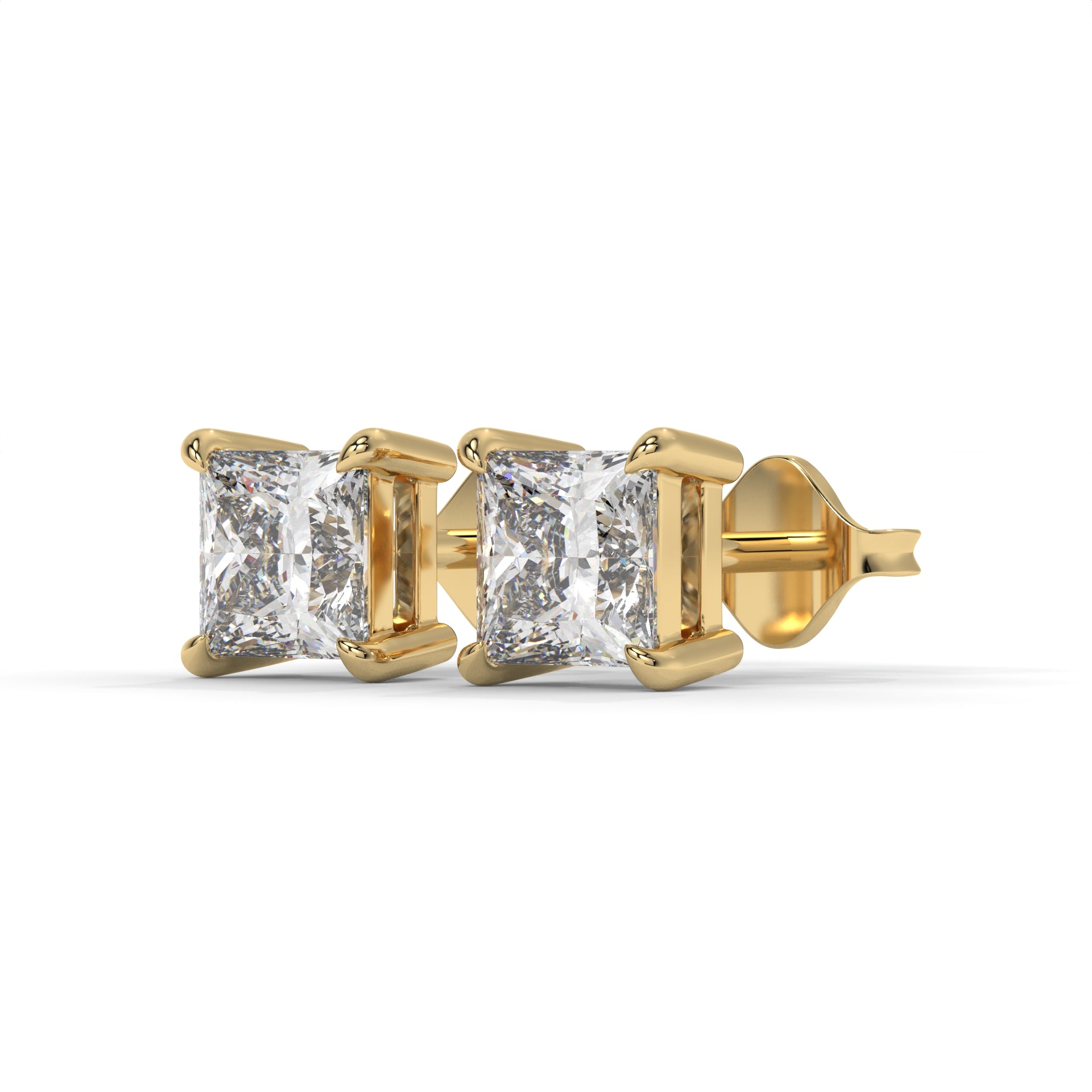 Edge Moissanite Solitaire Stud Earrings