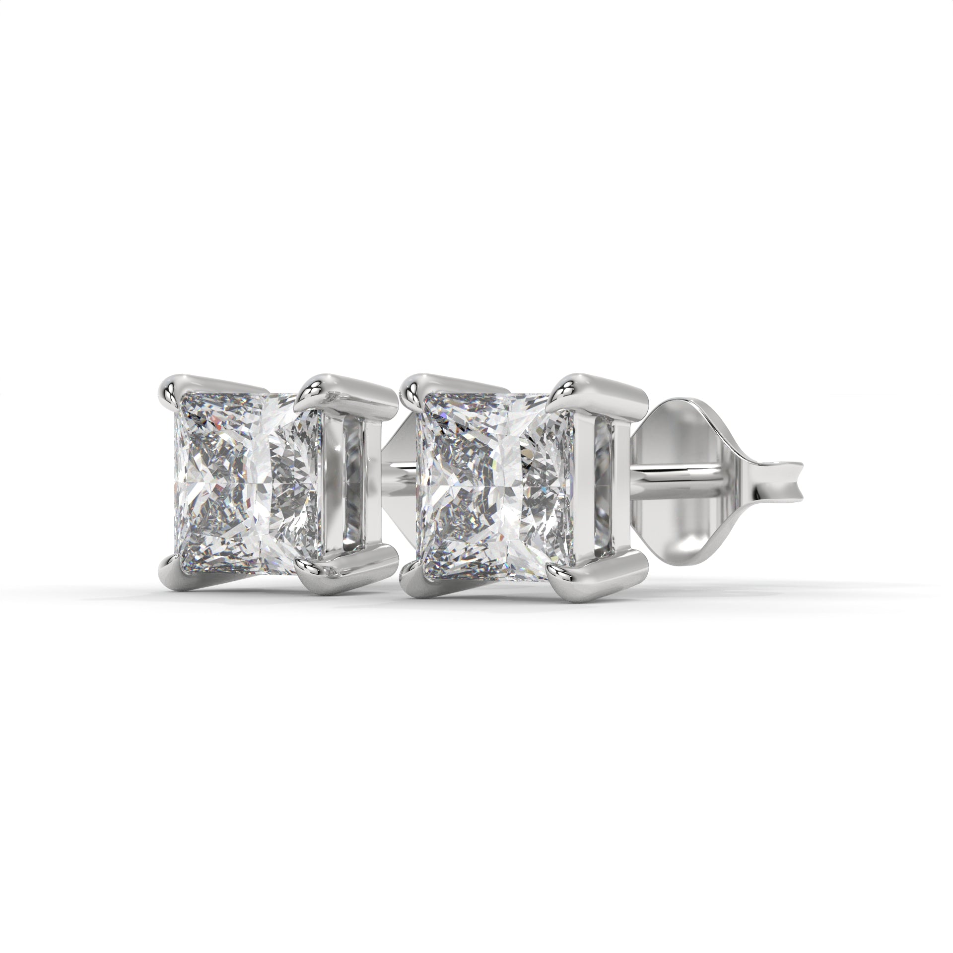 Edge Moissanite Solitaire Stud Earrings