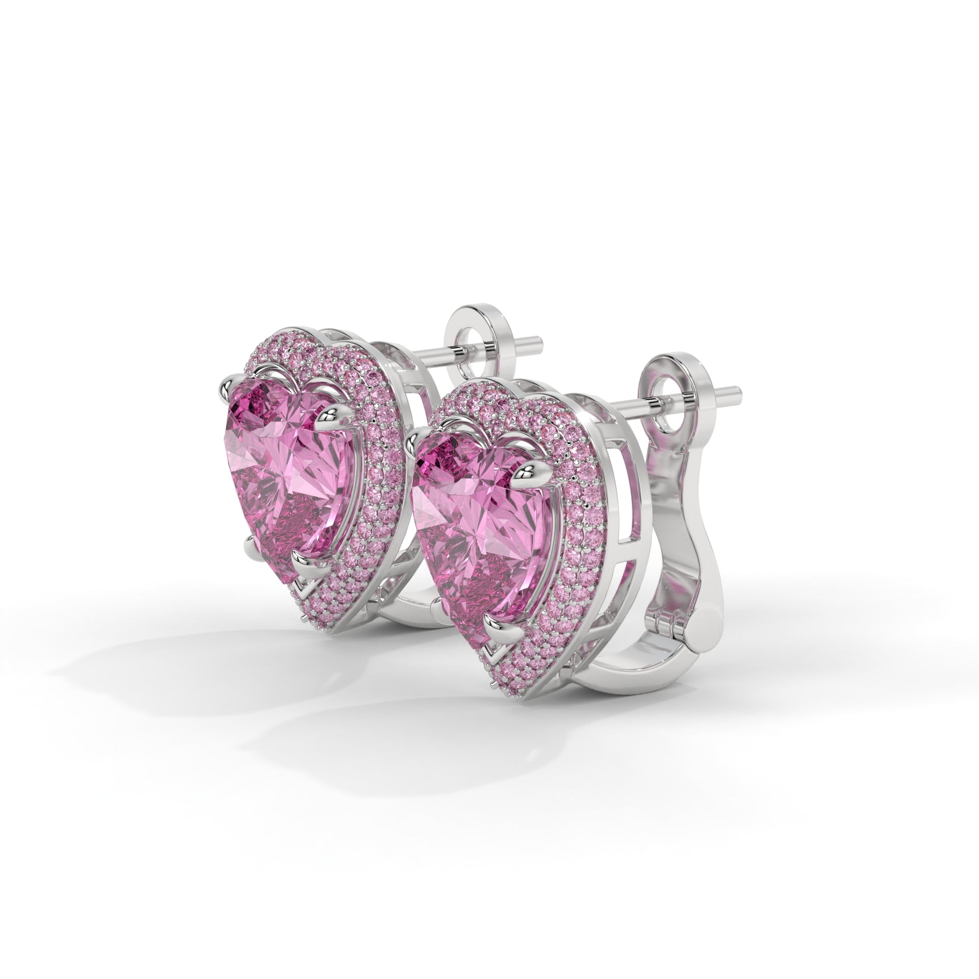 Roselle Heart Halo Stud Earrings