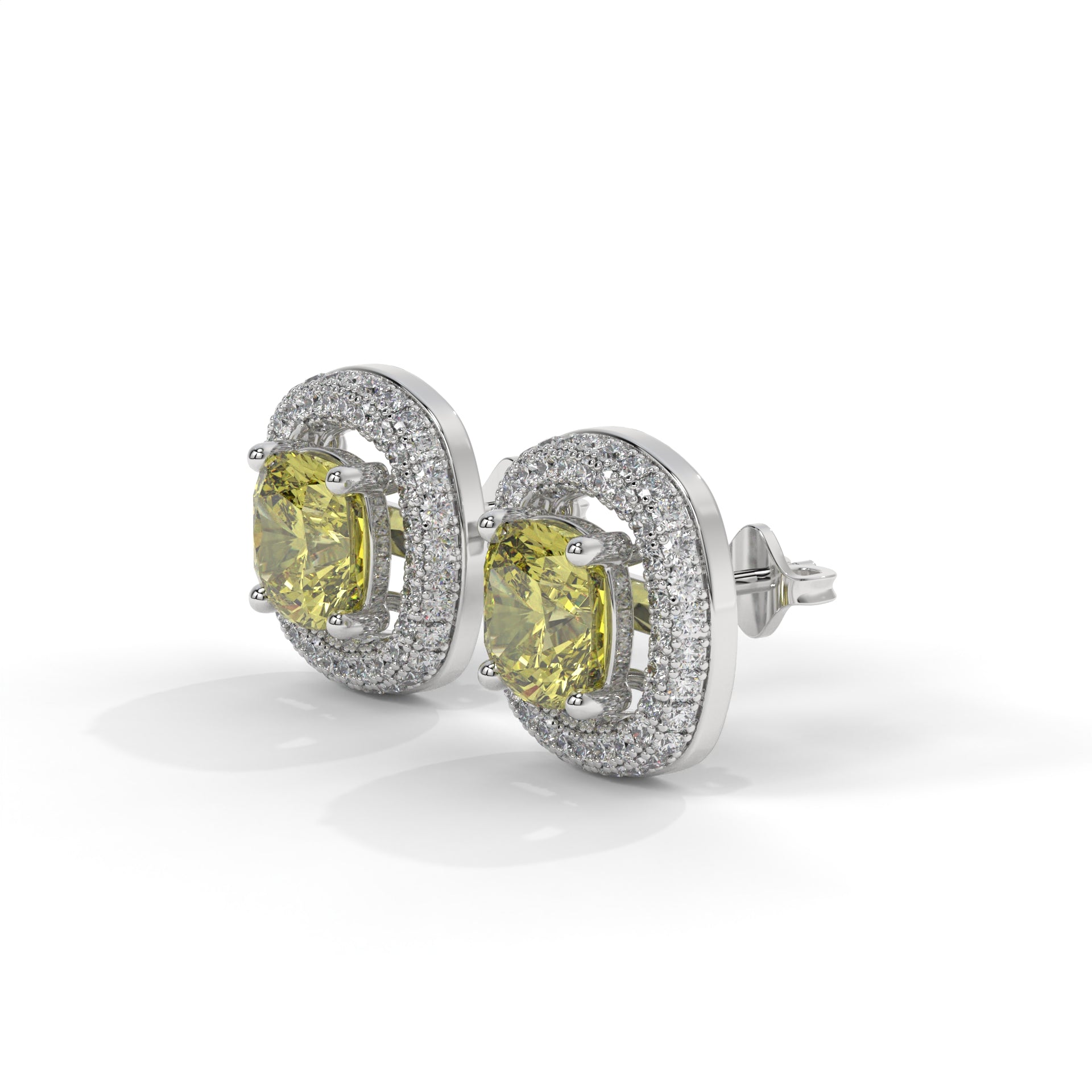Solara Yellow Halo Stud Earrings