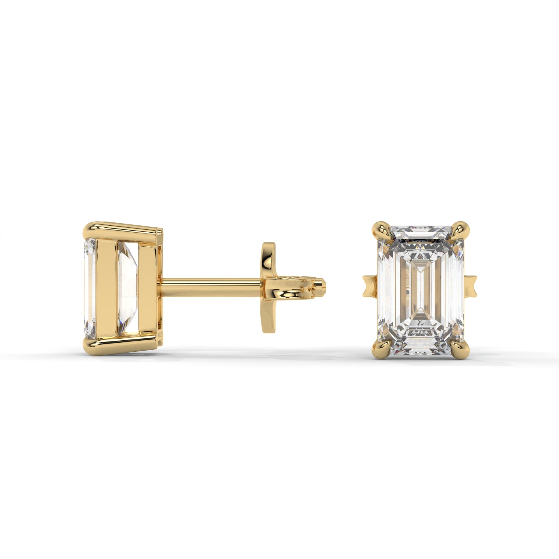 Emerald Moissanite Solitaire Stud Earrings