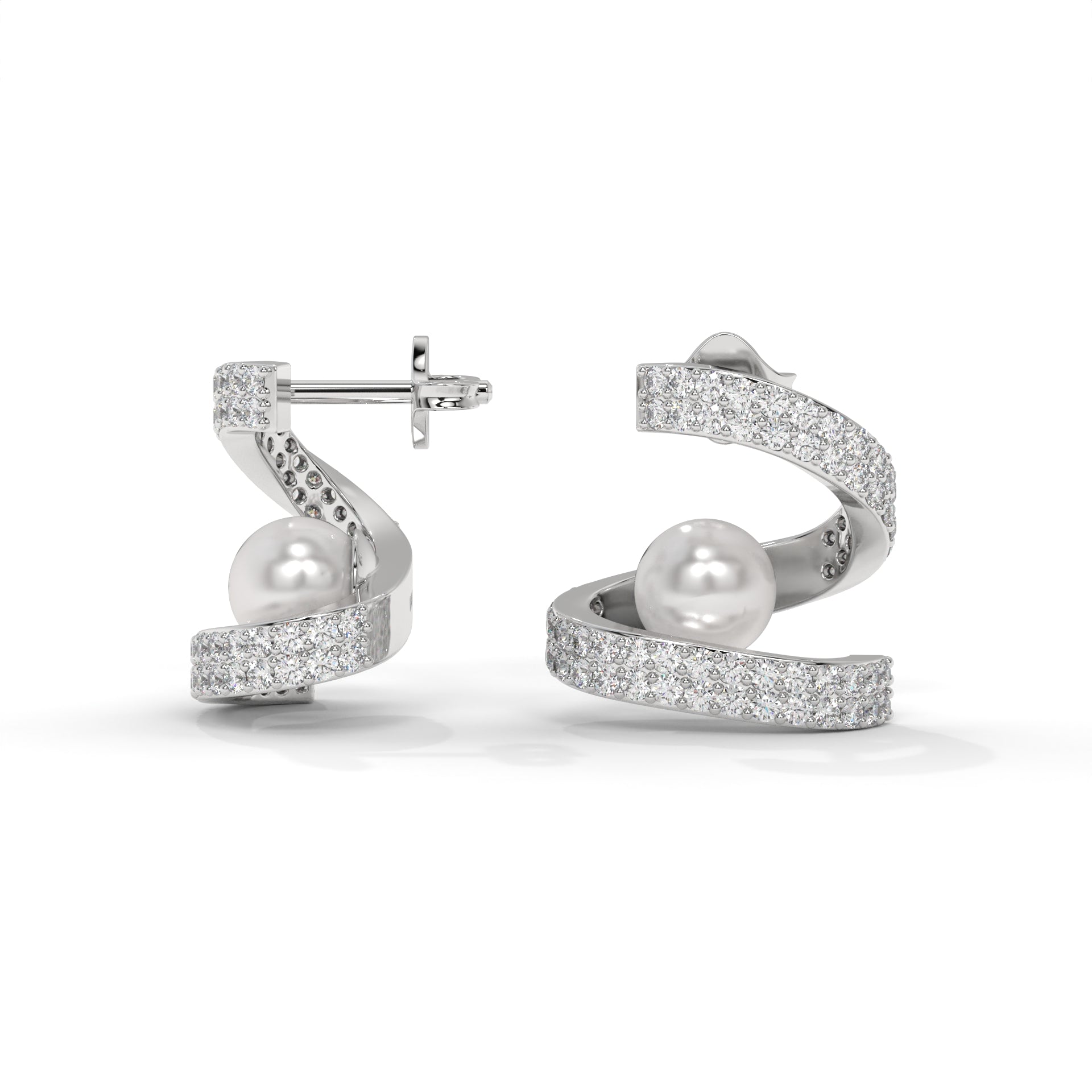 Aurelia Spiral Pearl Drop Earrings