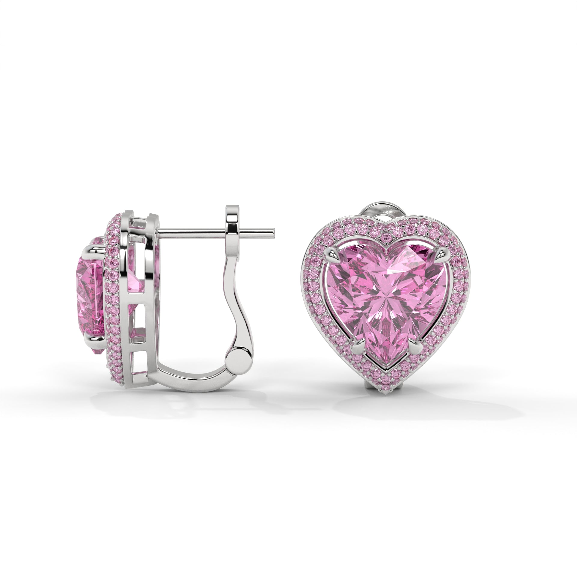 Roselle Heart Halo Stud Earrings