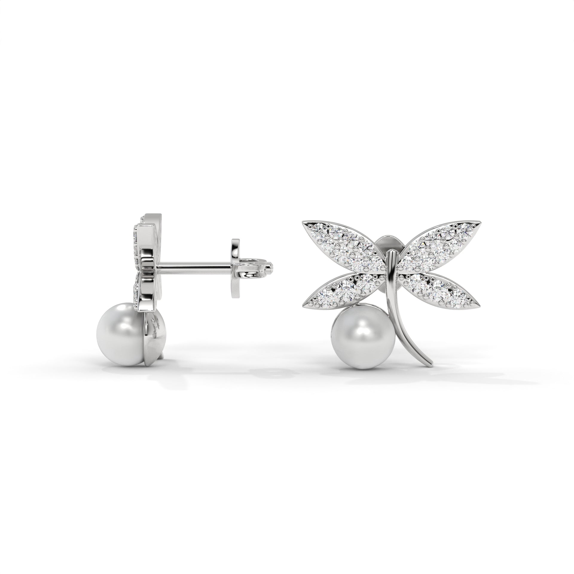 Aurelia Wing Pearl Stud Earrings