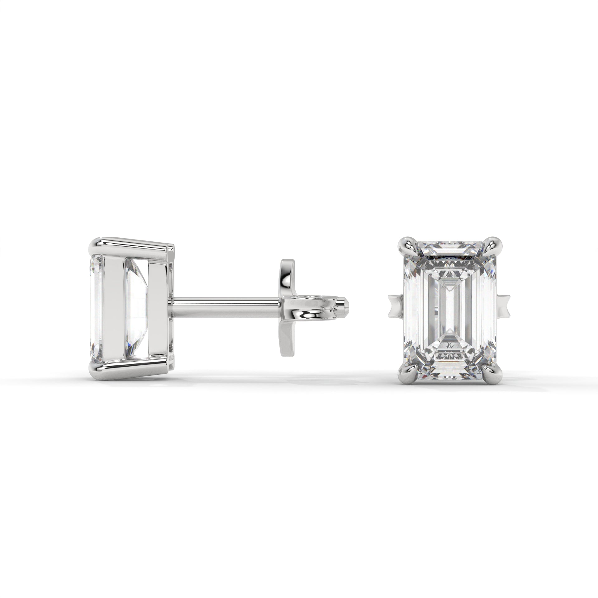 Emerald Moissanite Solitaire Stud Earrings