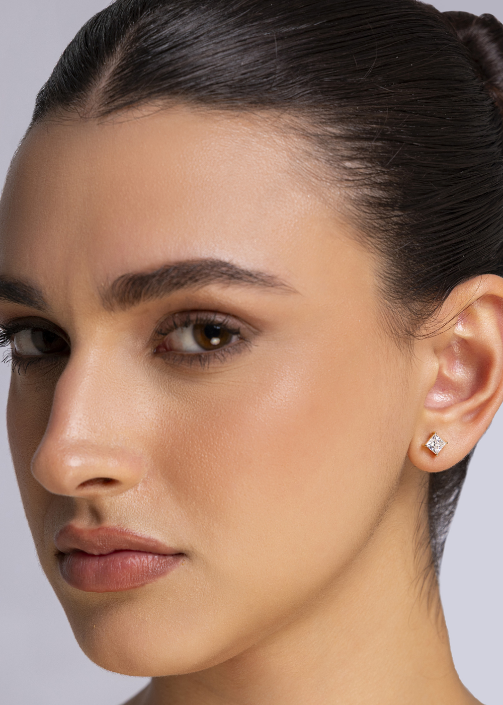 Edge Moissanite Solitaire Stud Earrings